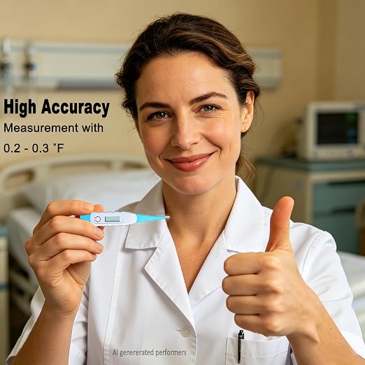 Digital Thermometer，BESTWYA Thermometer for Adult (B, Pack of 4) | Flexible Tip Accurate LCD Reading Oral, Rectal or Under Arm Use