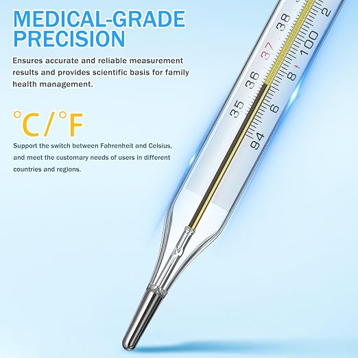 TOYANDONA 3PCS Glass Temperatures Measurement Adult - General Use Temperature Testing Tools Accurate Temperature Measurement for Families, Dual Scale