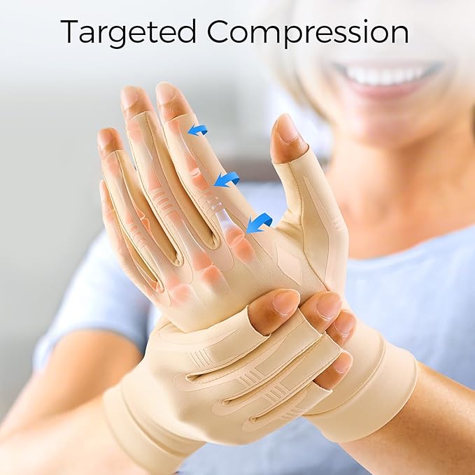 FREETOO Compression Gloves for Arthritis for Women Men, Arthritis Gloves for Women for Pain, Carpal Tunnel Gloves for Sleeping, Typing, Nerve Pain, Circulation,Edema Fits Palm 6.8''-7.3'' Skin S