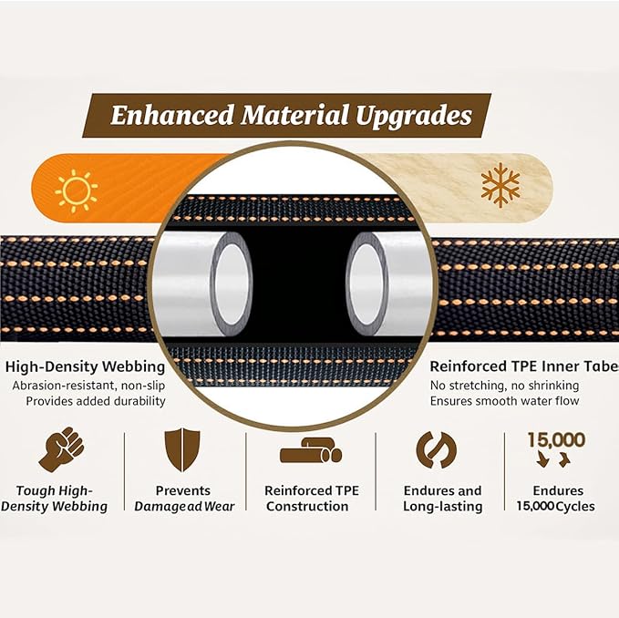 10FT Lightweight Garden Hose,Flexible Water Hose,Kink-Free,Leak-Proof,Swivel Handle Non-Slip,All-Weather 3/4 in. Lead-in Hose for RV,Boat,Car Wash,Garden,Yard,Camper,Outdoor (Orange-Black,10 Ft)