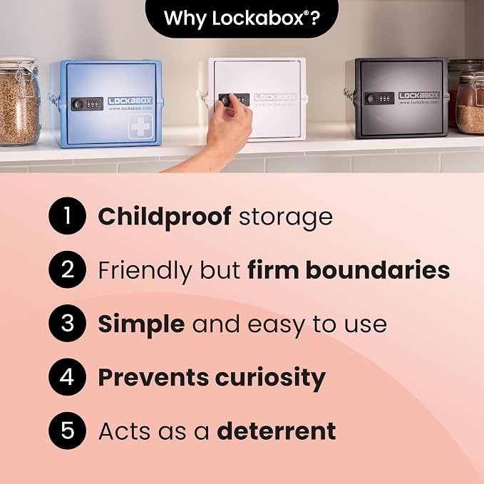 Lockabox Mini™ | Small Lock Box with Combination Lock (Half Letter Sized) | Mini Lockable Box for Small Medicines, Snacks & Mobile Phones | External Size 8.8 x 6.1 x 4.7 Inches (Opal White)