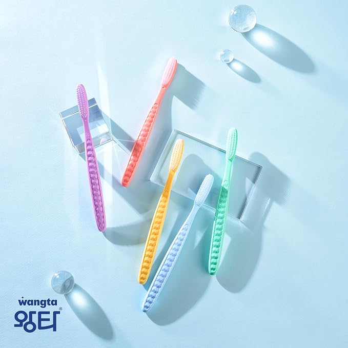 WANGTA Toothbrush 4pcs, Twice as Wide as Regular Brush Head, Wide Toothbrush, Long Brush Head, More Comfortable and Easier Brushing (White Brush)
