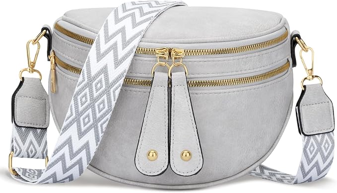 KKXIU Crossbody Bags for Women Vegan Leather Travel Bum Bag | Trendy Fanny Waist Pack | Shoulder Purse with Adjustable Strap