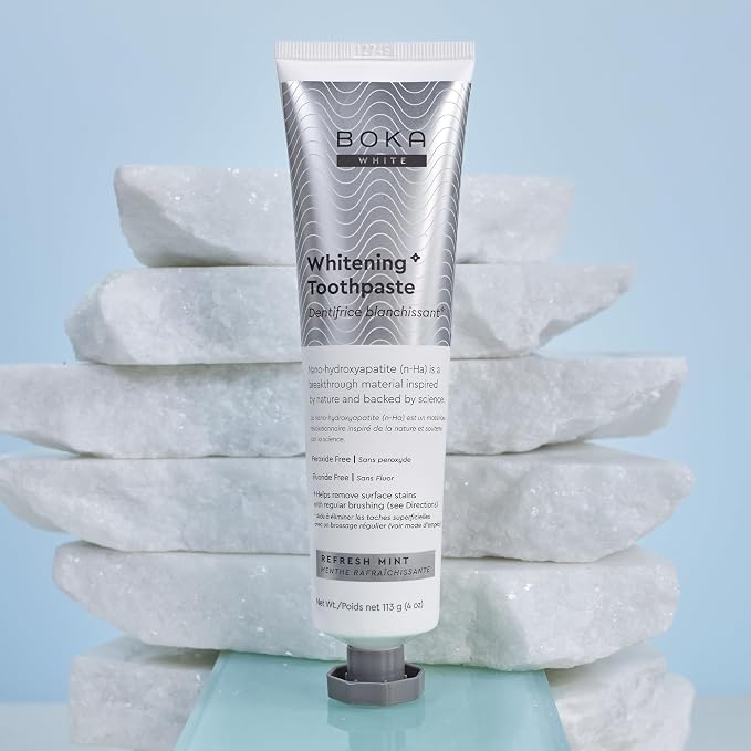 Boka Fluoride Free Toothpaste, Nano Hydroxyapatite Toothpaste, Appropriate for Sensitive Teeth, for Adult, Kids Oral Care - Whitening* Refresh Mint, 4 Fl Oz 1Pk