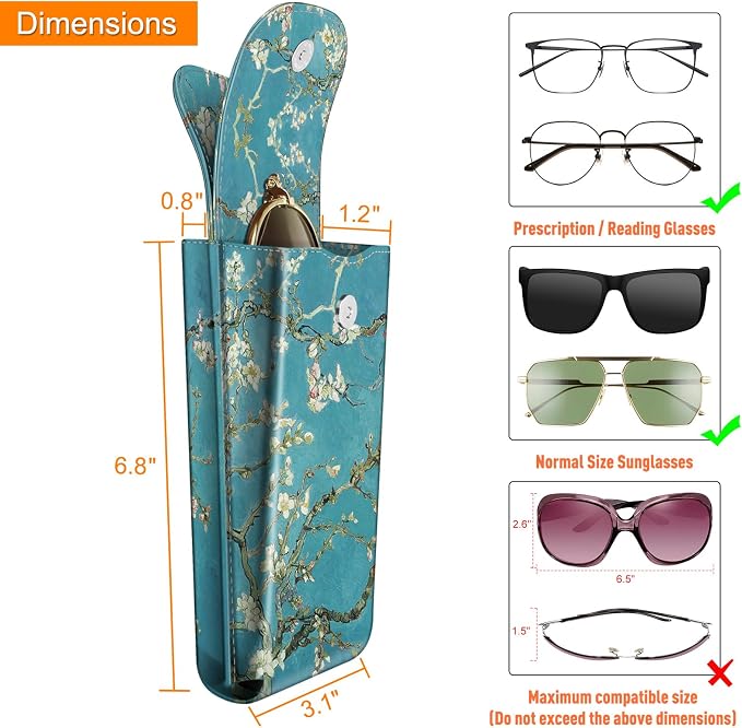 FINTIE Double Glasses Case with Carabiner Hook, Portable Vegan Leather Eyeglass Case Anti-scratch Sunglasses Pouch