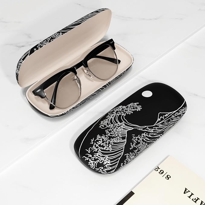 Eyeglasses Case, Portable Hard Shell Protective Case for Glasses, Eyeglass Holder Box for Women with Cleaning Cloth