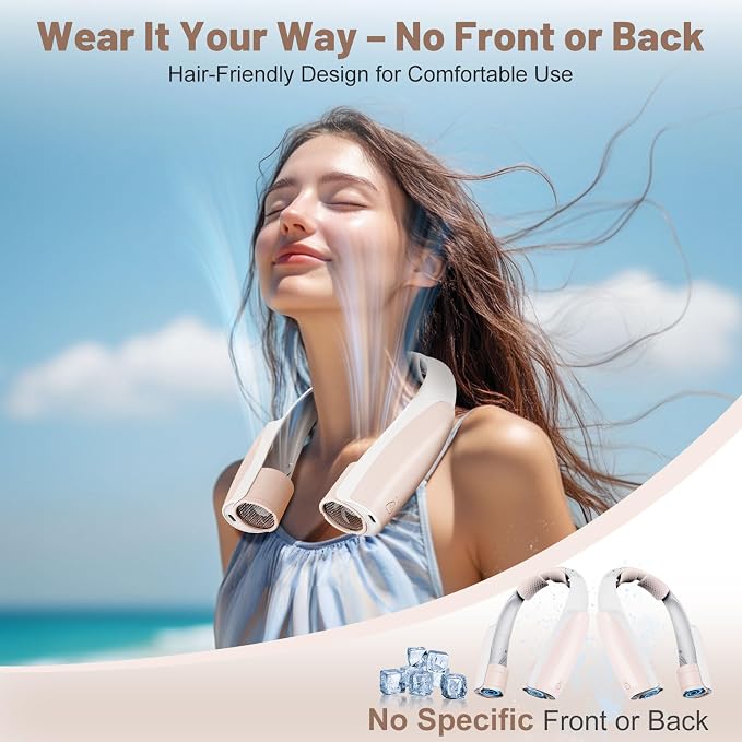 8000mAh Portable Neck Fan with 6 Powerful Speeds, 20H Runtime Cooling Fan | USB-C Rechargeable Fan,Hands-Free 360° Cooling Neck Fan,Wearable Personal Fan Gift for Women Men Outdoor