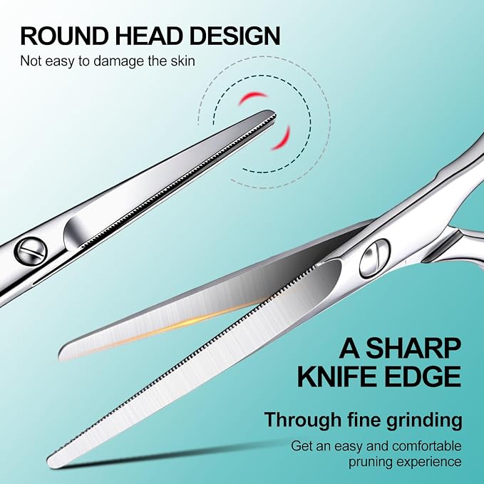 4.72-inch Professional Nose Hair Scissors,with rounded heads, Suitable for personal care, facial hair trimming, as well as ear, eyebrow, beard (silver)