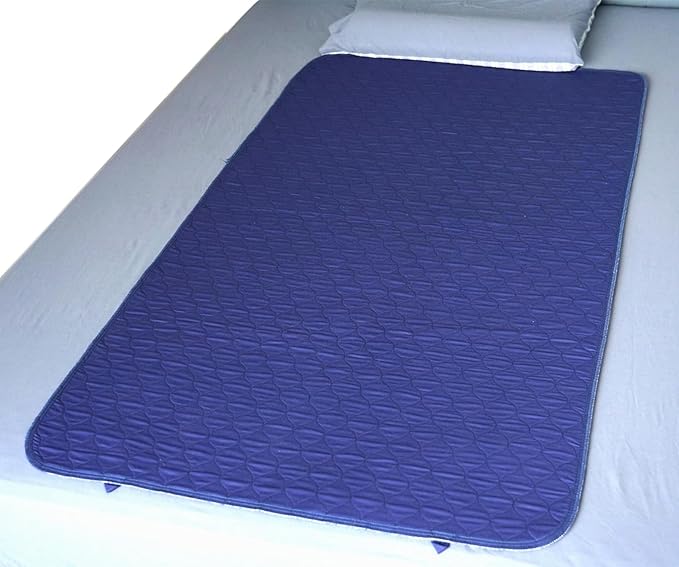 Upgraded Pack of 2 Careboree Washable and Waterproof Bed Pads for Incontinence 34X60 inches Underpads Reusable Anti-Slip Extra Absorbent Draw Sheet for Mattress Navy Blue