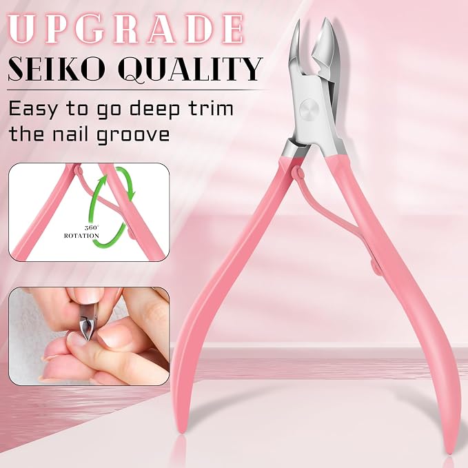 BLESWIN Manicure Pedicure Set, 12 Pcs Nail Care Kit for Women, Mens Nail Grooming Kit, Manicure & Pedicure Tools & Accessories, Pink Nail Kit Manicure Set Luxury Leather Case for Home Salon Use