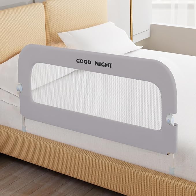 Bed Rail for Toddlers, 32 Inch Toddler Bed Rails, Bed Rail for Baby(Grey) | Adjustable Heights, Folding up Portable, Safe Metal Frame, For Baby, For Crib, Twin, Bunk, Full Size, Queen & King Bed
