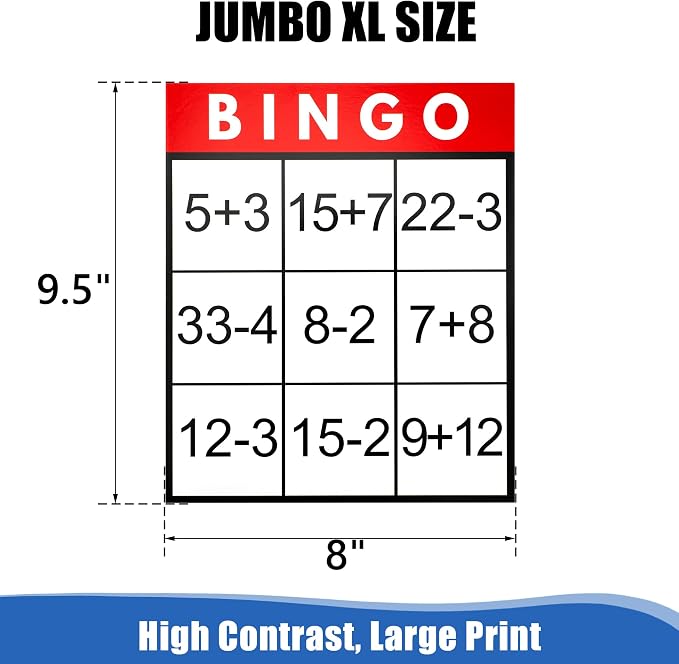 Assistex Large Print Bingo Cards for Seniors - Double-Sided Jumbo Bingo Cards with Complete Set, Fun Elderly Card Games, Perfect for Assisted Living and Stress Relief Activities