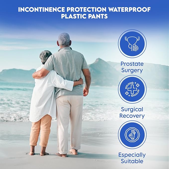 Adult Plastic Diaper Covers Waterproof for Incontinence Pants Washable L | Leakproof Rubber Incontinence Pants, High Waist Adult Plastic Diaper Cover for Women/ Men Underwear Overnight Protective