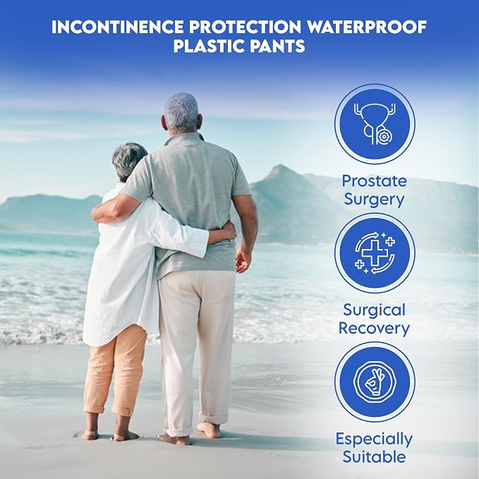 Adult Plastic Diaper Covers Waterproof for Incontinence Pants Washable 2XL | Leakproof Rubber Incontinence Pants, High Waist Adult Plastic Diaper Cover for Women/ Men Underwear Overnight Protective