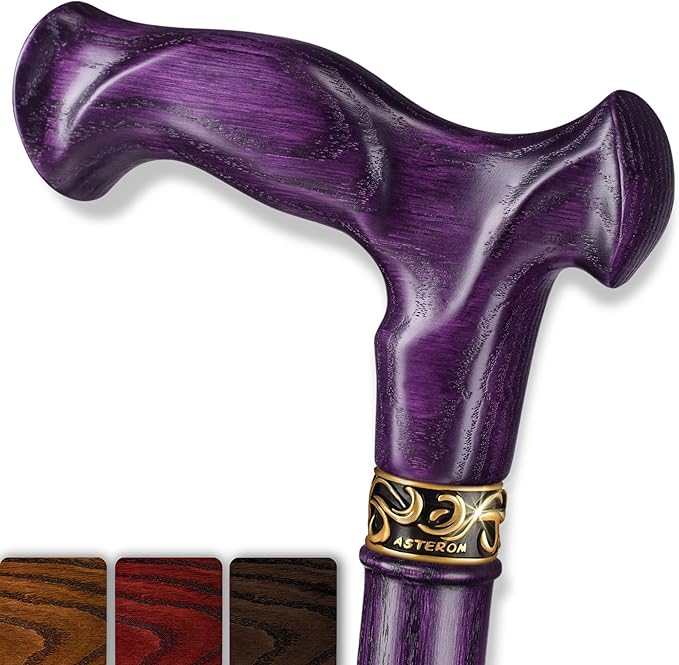 Asterom Walking Cane for Men & Women - Handmade, Ergonomic, Wooden Canes - Cool Walking Sticks for Seniors