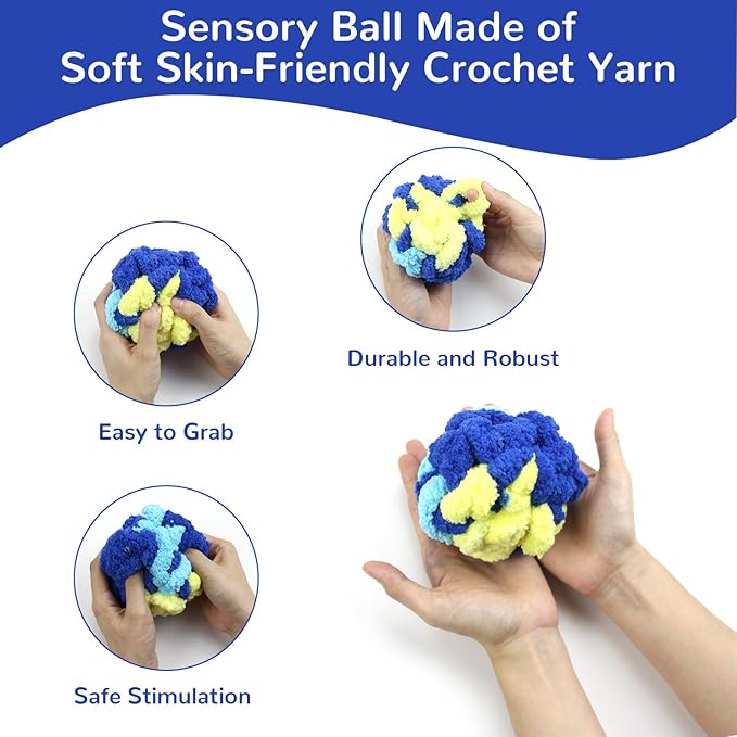 Sensory Ball for Anxiety Relief and Alzheimer's Dementia - Squeezeable Fidget Ball for Alzheimer's Dementia, Autism, ADHD, Bouncy Ball for Skin Pickers and Special Needs (Bright Blue)