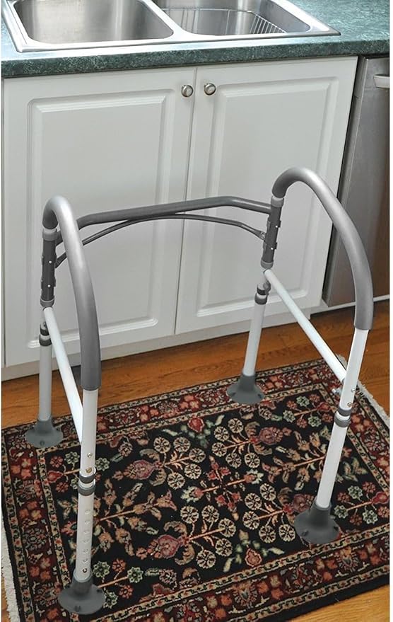 Vaunn Medical Deluxe Adjustable and Foldable Toilet Safety Frame, Bathroom Handrail Assist Grab Bar Handle