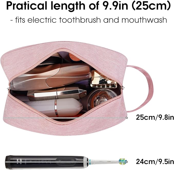 Narwey Travel Toiletry Bag for Women Traveling Dopp Kit Travel Bag for Toiletries Cosmetic Bag Makeup Bag Medicine Bag for Traveling (Pink)