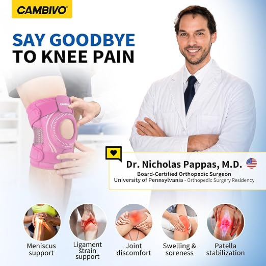 CAMBIVO ELITE Knee Brace with Side Stabilizers & Open Patella Gel Pad — Adjustable Support for Meniscus, Arthritis, ACL, MCL Recovery, Knee Support for Men and Women - Please Check Size Chart