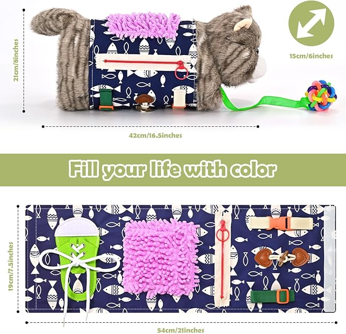 Fidget Blanket and Muff Cat for Adults with Dementia, Alzheimers Dementia Activities Products for Elderly and Seniors,Fidget Gift and Game Toys for Alzheimer’s or Dementia.