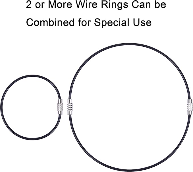 Wisdompro Wire Keychain Cable, 4.3/6.3 Inch Stainless Steel Wire Keyrings | Heavy Duty Wire Key Rings Metal Wire Cable Key Chain Loop for Luggage Tags, Keys, Crafts and ID Tags