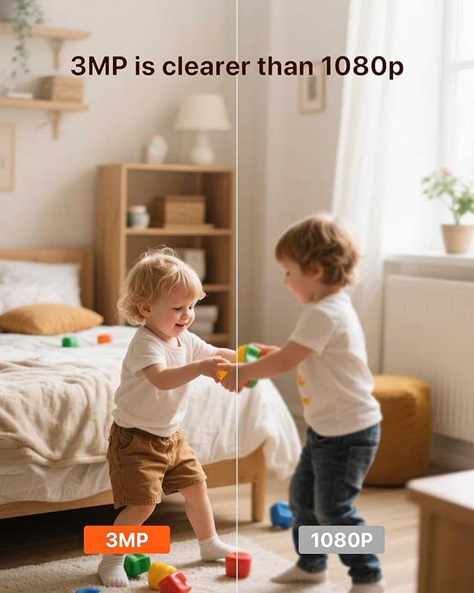 Tenda 2K Indoor Security Camera for Baby Monitor, 360°Pet/Dog Camera for Home Security, 2-Way Audio, Motion Detection, Night Vision, 24/7 Cloud & SD Card Storage (CP3-V3.0 with 64GB SD Card)