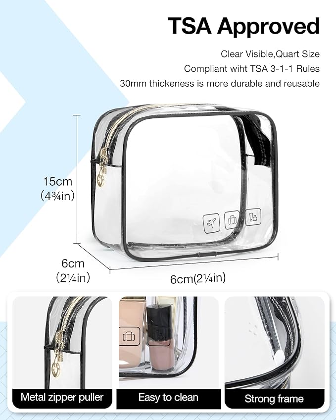 BAGSMART Toiletry Bag Hanging Travel Makeup Organizer with TSA Approved Transparent Cosmetic Bag Makeup Bag for Full Sized Toiletries, Medium-Black