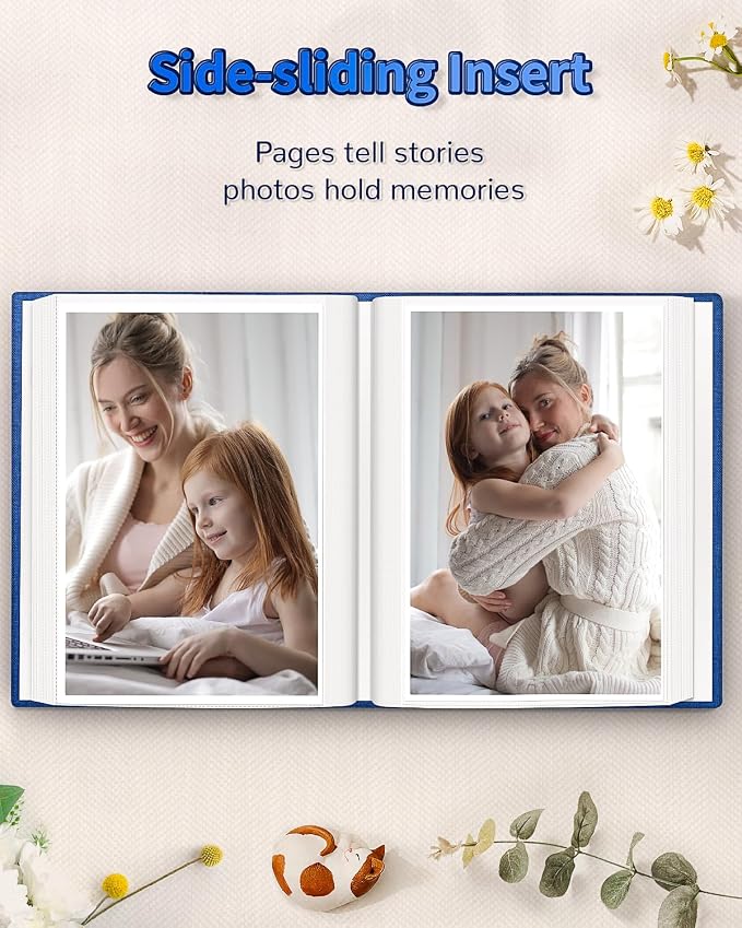 Artfeel Photo Album 4x6 with 100 Pockets,Slip-in Picture Albums,Linen Cover Memory Book with Front Window,White Page Vertical Photo Book for Wedding,Family,Anniversare,Baby,Vacation