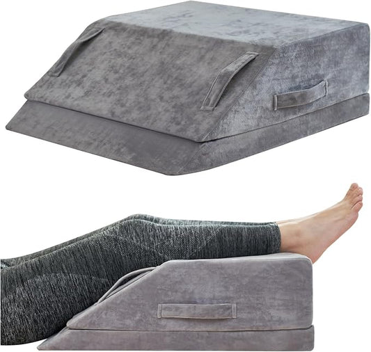 Wedge Pillow for Sleeping, Bed Wedge Pillow for After Surgery 2-Height Memory Foam Leg Elevation Pillow for Swelling Back Pain Relief Sciatica Knee Ankle Pain Bed Support Legs L 24"