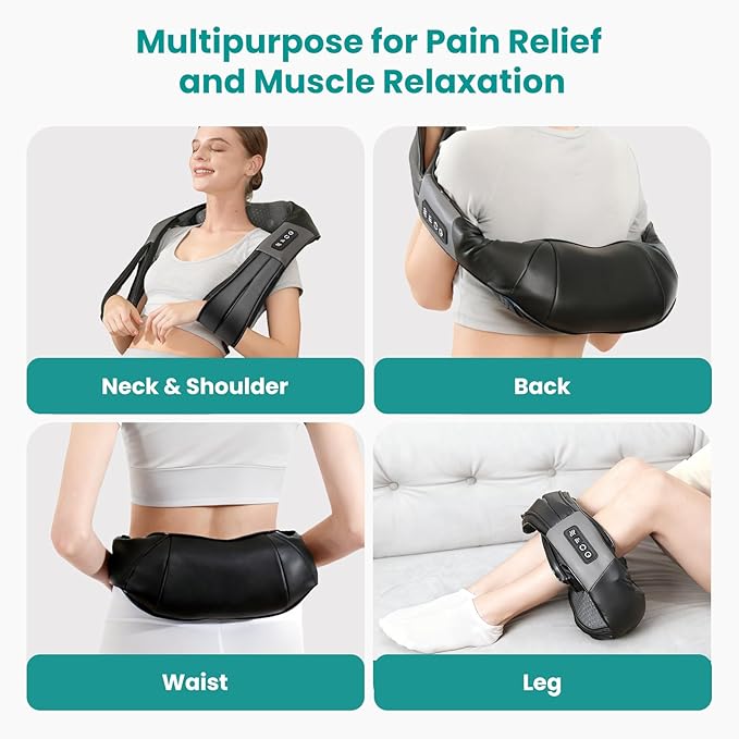 Nekteck Neck Massager for Pain Relief Deep Tissue, FSA Eligible Shiatsu Neck Back Massager with Heat, HSA Massage Tools for Shoulder Trapezius Waist Leg Muscle, Relaxation Gifts for Men Women Dad Mom