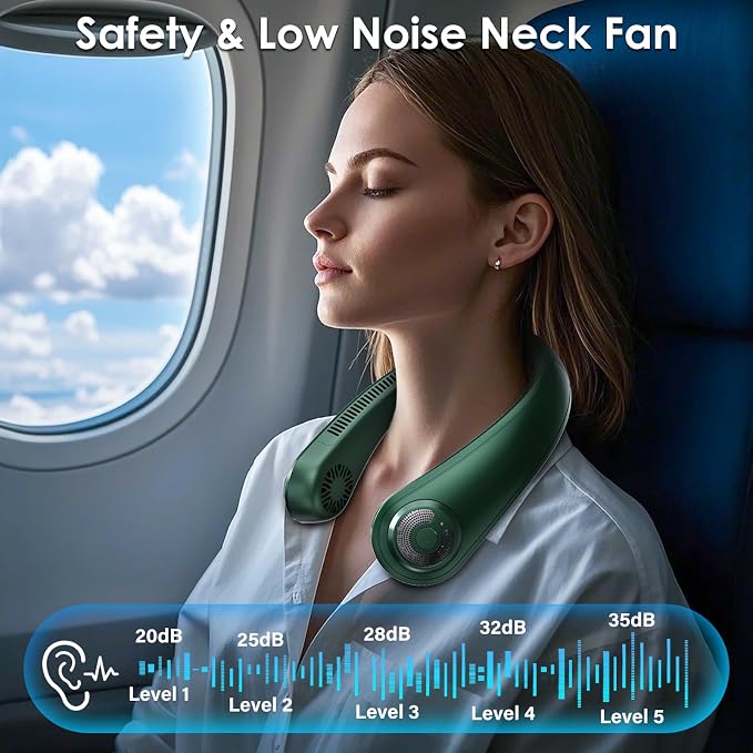 Portable Lightweight Neck Fan with Neck Support, Gifts for Mother's Day & Father's Day, Rechargeable Personal Wearable Cooling Neck Fans for Hot Flashes, Disneyland, Travel, Camping Essentials