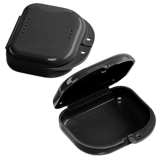 Black Retainer Case Box - Individually Sealed, Dental Storage Container for Retainers, Aligners, Mouth Guards, Invisalign - Bag of 12 Cases