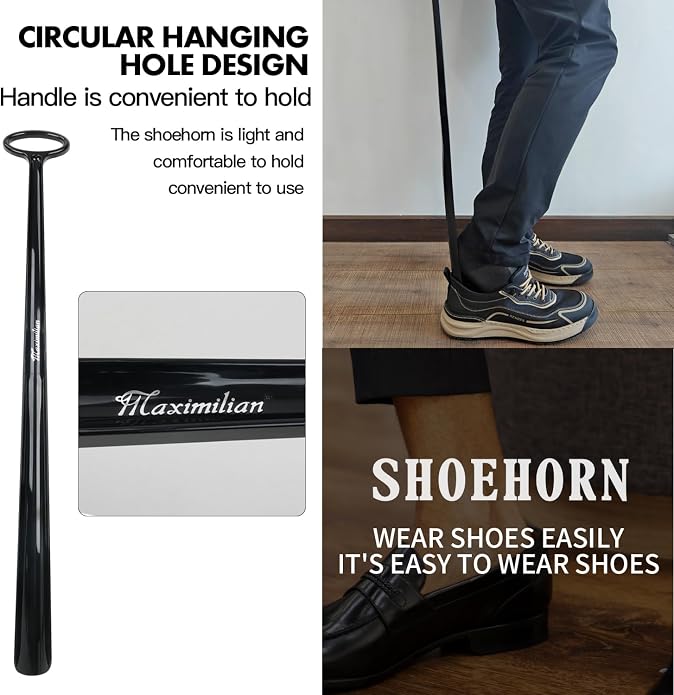 MAXIMILIAN Shoe Horn Long Handle for Seniors Men Women 30in/2.5ft/75.5cm | Assembleable&Detachable Extra Long Shoe Horn for Seniors,Durable&Sturdy Plastic Long Shoe Horn for Elderly