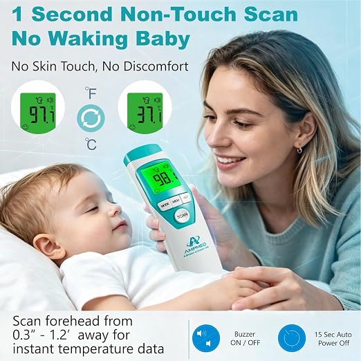 Hospital Medical Grade Non-Contact Forehead Thermometer | Fast, accurate no touch temporal thermometer for baby, adults, toddlers