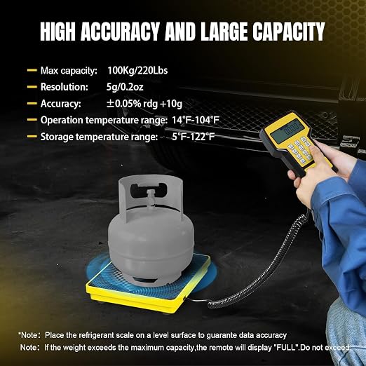 Upgraded Refrigerant Scale 220 LBS High Precision Programmable HVAC Electronic Refrigerant Charging Weight Scale Freon Scale with Portable Case for All Refrigerant Recovery Tanks
