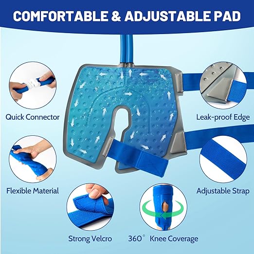 Ice Machine for Knee After Surgery 2.0, Portable Cold Therapy Machine for Knee Replacement, Ice Therapy for Post Surgery, Cryotherapy System, Ice Compression Pack Wrap for Injuries Recovery