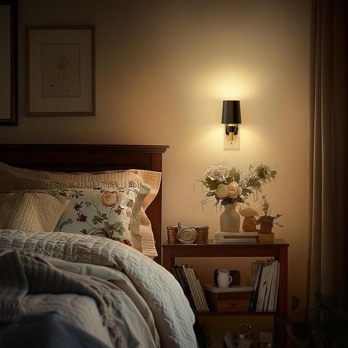 Briignite Night Light, Dimmable Night Lights Plug into Wall, Dusk to Dawn Sensor, Soft White 3000K, 0-100LM, Plug in NightLight, Vintage Night Light Compact for Hallway Bedroom Stairway