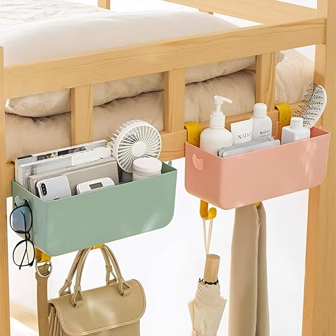 Bunk Bed Shelf for Top Bunk Bedside Shelf Accessories for Kids Bunk Bed Caddy with Hooks for Bed Rail