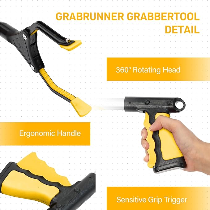 32" Foldable GrabRunner Reacher Grabber with Strong Magnetic Tip for Seniors, Disabled, After Surgery Recovery(Yellow)