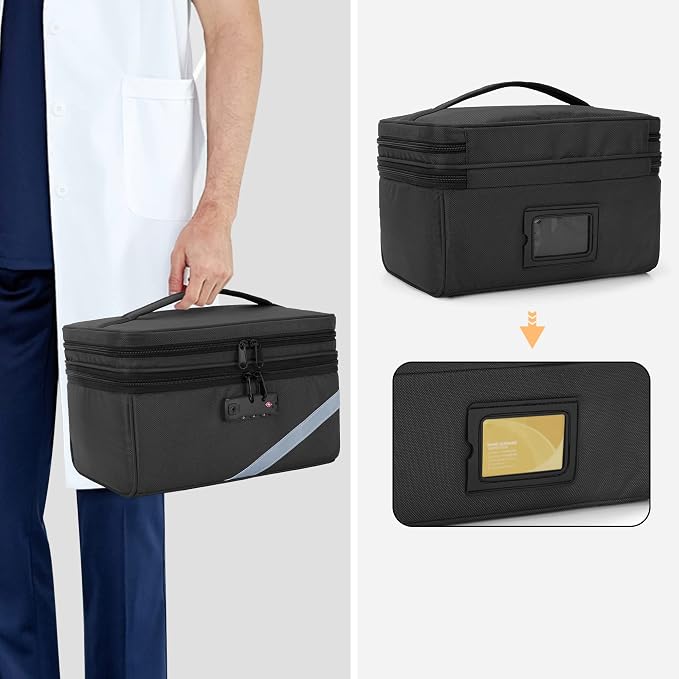 Trunab Medicine Storage Bag with Combination Lock, Pill Bottle Organizer | Lockable Travel Medication Carry Case for Medicine Box, Prescription, Vitamins, Supplements or Medical Supplies