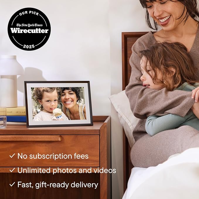 Aura 10" HD WiFi Digital Picture Frame – Free Unlimited Cloud Storage – Send Photos from Phone – No Subscription – Auto On/Off – Gift for Parents & Grandparents (Gravel Mat, 10")
