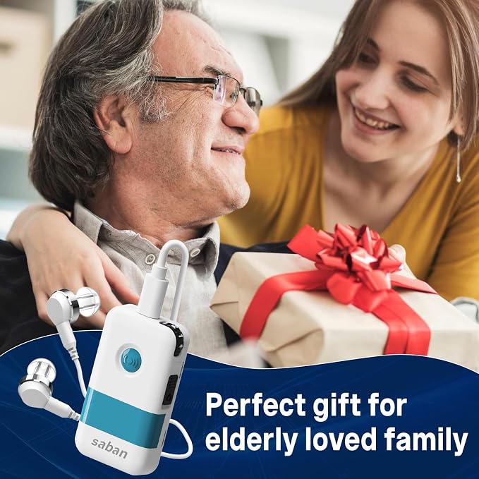 Saban Mini Box-Type Hearing Aid, 66dB Gain Retro OTC Personal Amplifier | Intelligent Noise Reduction, Rechargeable Hearing Amplifier for Seniors, Gift for the Elderly