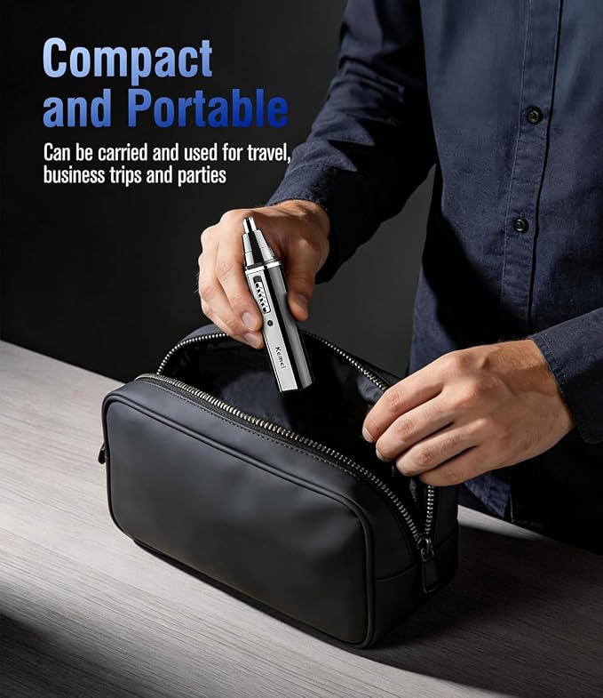 KEMEI 4-in-1 Nose Hair Trimmer for Men, Rechargeable Painless Eyebrow Ear & Beard Trimmer, IPX5 Waterproof Stainless Steel Blades with USB KM-6630