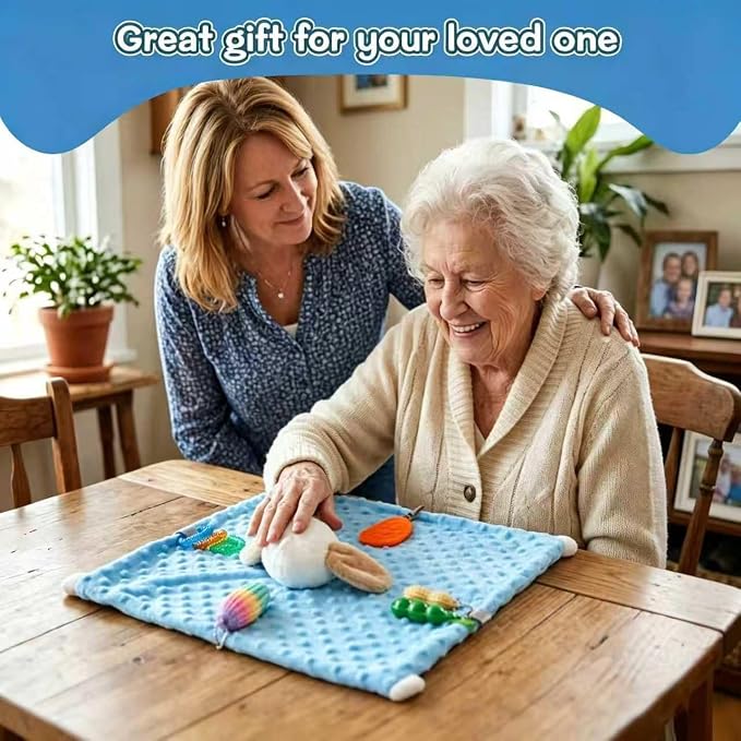 Bubble Fleece Fidget Blanket for Adults with Dementia | Alzheimers Dementia Activities Products for Elderly and Seniors | Gift Game and Toy for Alzheimer’s or Dementia | Sensory Fidget Toys