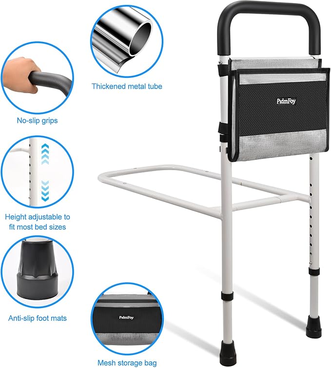 Bed Rails for Elderly Adults Safety, Height Adjustable Bed Cane, Bed Assist Rails for Seniors with Support Feet, Bedrails for Elderly Adults Grab Bar Handrails for Most Genre