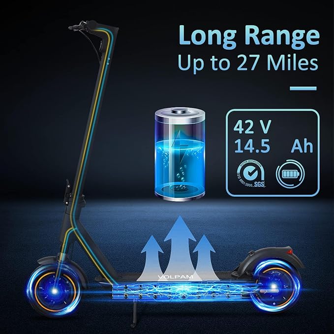 VOLPAM Electric Scooter, 350W/500W Powerful Motor, 8.5"/10" Solid Tires, 19/22Mph, 28/23/21/16 Miles Max Range, Dual Braking