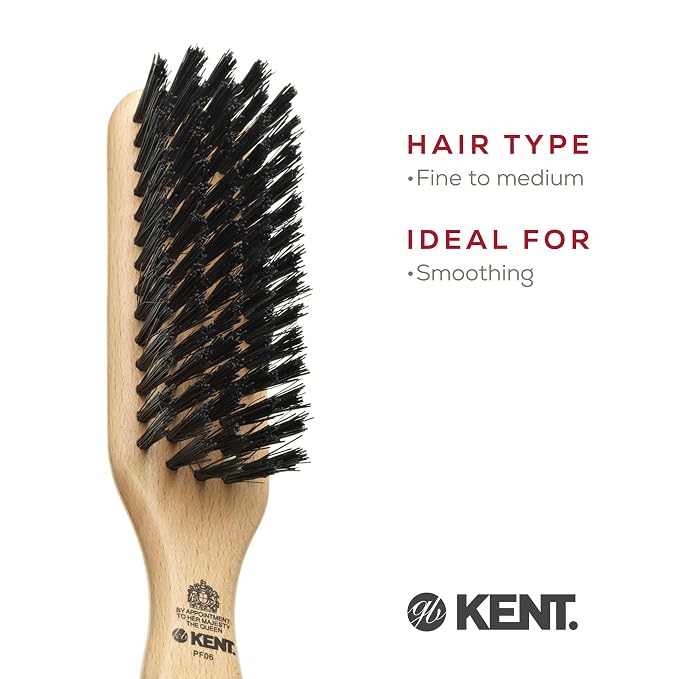 Kent PF06 Narrow Bristle Nylon Mix Hair Brush - Straightening and Styling Brush for Short to Medium Length Hair, Travel Hair Brush,For shining and Smoothing Brush. Made in England