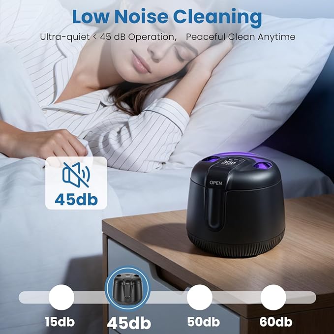 Ultrasonic Retainer Cleaner Machine, 48kHz Rechargeable Cordless Denture Cleaner with 4000mAh Battery, 200ML Dental Cleaning Pod for Dentures, Mouth Guards, Aligner, Night Guard, Jewelry Black