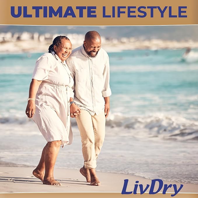 LivDry Ultimate 2XL Adult Incontinence Underwear, Max Absorbant Diapers for Women and Men, XXL 60” -80" Waist, Leak Proof Cuff, XX-Large, 44 Pack