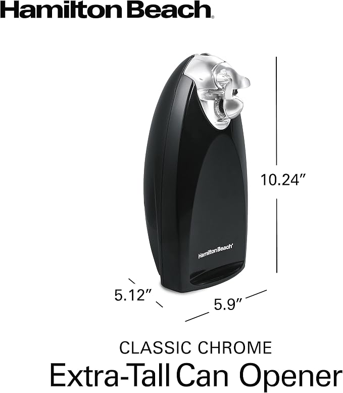 Hamilton Beach Electric Automatic Can Opener with Auto Shutoff,Knife Sharpener,Cord Storage,and SureCut Patented Technology,Extra Tall,Black,(Pack of 2)